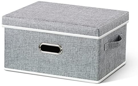 HORRAu Aufbewahrungsbox aus Stoff mit Deckel, grau, zusammenklappbar, 37 x 27 x 20 cm, 20 l