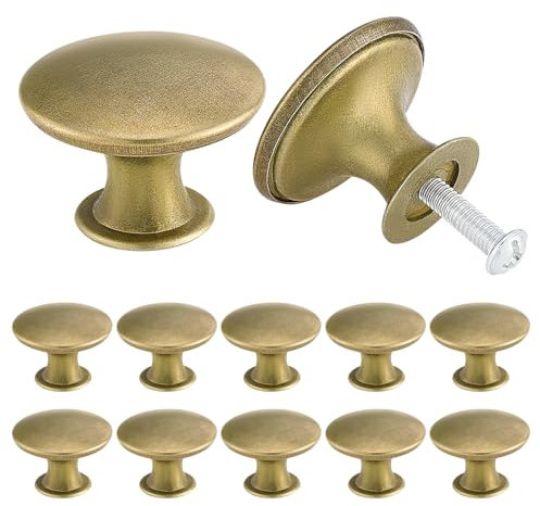 TsunNee Schrankknäufe im Vintage-Stil, schicke Schubladenknäufe, antikes Messing, Küchenschrankgriffe, 30 mm, rund, Möbeltürknäufe, 24 Stück