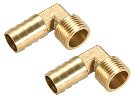M METERXITY Ottone Tubo flessibile Portagomma Raccordi - 90 Grado Gomito Ottone 16mm Spinato Riduttore Applica a Acqua Carburante (1/2 PT Maschio Tubo)