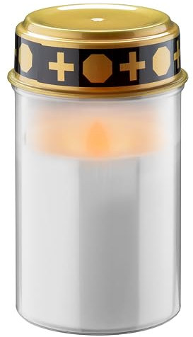 goobay 64604 Lume funerale a LED con batteria/candele a LED, per esterni, cimitero, luce eterna, lampada tombale, bianco, funzionamento a batteria