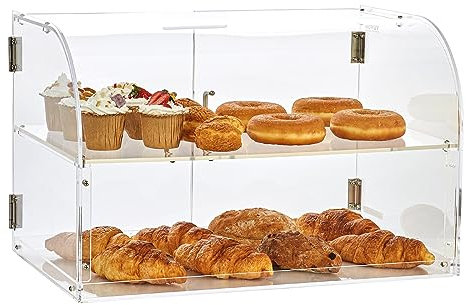 VEVOR 3-stöckige Gebäck-Vitrine, Kommerzielle Bäckerei-Vitrine 558 x 356 x 356 mm, Acryl-Vitrine mit mit stabilen Doppelscharnieren, Bäckerei Konditorei Vitrine für Donut-Bagels, Kuchen, Kekse usw.