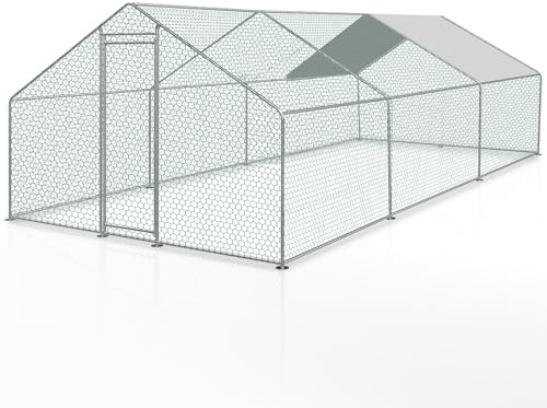 Lospitch Freilaufgehege 3x6x2m, Hühnerstall XXL mit Schloss, Verzinkter Stahl Kleintierstall Voliere Outdoor Geflügelstall, für Hühnerkäfig Kleintiere Haustierkäfig Hasengehege