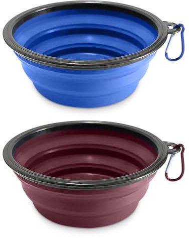 Bebedero Perro Portatil Perros Medianos y Grandes - Bebedero Perro Plegable Capacidad 900 ml - Cuenco Plegable para Perro - comedero Plegable Perro - 2 Uds - 18 cm Ancho x 7 cm Alto