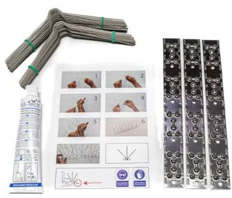 Remi Hogar Pack de 3 Metros de Pinchos Antipalomas Púas para Palomas (desmontados) con Adhesivo | Ahuyenta Palomas Efectivo | Sellador para fijación | Instrucciones Montaje (Base Acero INOX)
