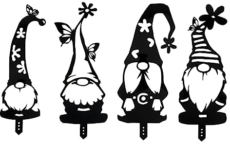 BESPORTBLE 4pièces Nains Décoratifs pour Jardin Exterieur Tuteurs Nains De Jardin Noir Ornements De Sol Décoration De Sol