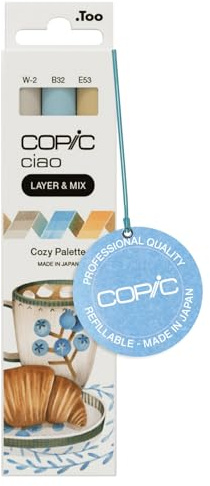 COPIC Ciao lager & mixpenna set med 3 mysiga palettmarkörer, konst, hantverk, färgning, grafik, överstrykningspennor, design, anime manga