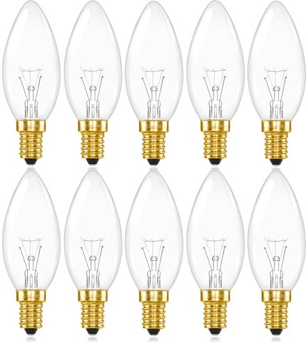 SCNNC C35 Kerzenlampen E14 230 V, 400LM Warmweiß Kerzeform Dimmbar, Kerzenbirnen E14 Klar für Kristall Licht, Wandlampe, Leuchter, Schreibtischlampe, 10 Stück