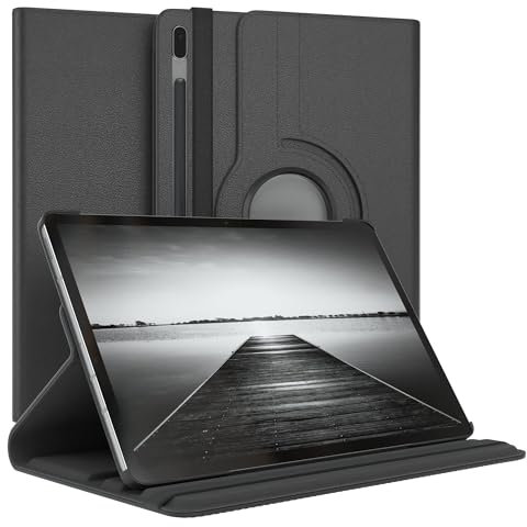 EAZY CASE - Tablet Hülle für Samsung Galaxy Tab S7 FE (5G) Schutzhülle 12.4 Zoll Smart Cover Tablet Case Rotationcase zum Aufstellen Klapphülle 360° drehbar mit Standfunktion Tasche Kunstleder Schwarz