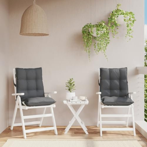Rantry Niedriglehner Auflagen 2 STK. Sitzkissen Rückenkissen Sitzpolster Sitzauflage Gartenstuhlauflage Niederlehner Auflage Polsterauflage Gartenstuhl Stuhlkissen Anthrazit Oxford-Gewebe