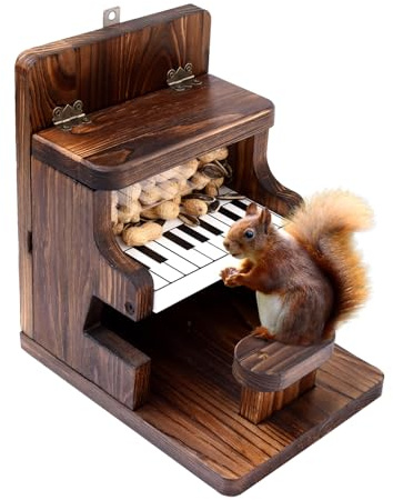 Eichhörnchen Futterspender Holz Eichhörnchen Futterhäuser für Außen Baum Hängende Eichhörnchen Futterspender für Draußen Piano Chipmunk Feeder ZSHLXM