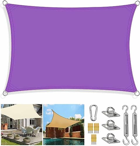 Garden Sun Sail Shade Sunscreen with Heavy Duty Fixing Kit Canopy Rectangular Square Sunscreen Awning for Terrace Patio Dooryard Sunshade Awning 2m 2.5m 3m 3.6m 4m 5m 6m 7m 8m Purple ( Size : 3x6M )