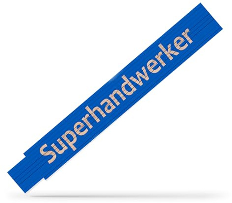 andSmile Zollstock blau - Meterstab mit Spruch Superhandwerker - lustiger Zollstock aus hochwertigem Buchenholz - lustige Geschenke für Männer, Papa, Handwerker, zum Vatertag, Geburtstag