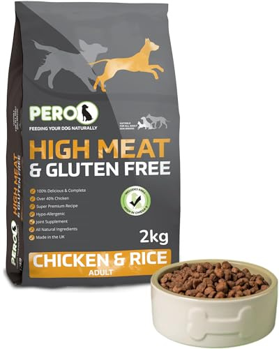 Pero High Meat & Gluten Free Dog Food – Chicken & Rice – 37% Chicken, Single Protein, Gentle Digestion, Joint Care (2kg)