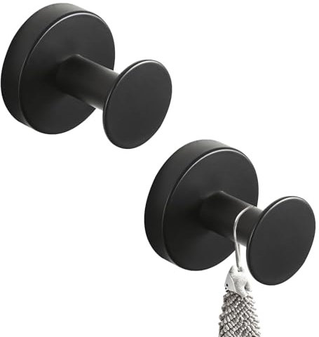 FANGCCC 2024 Upgrade Saugnapf Haken, 2 Stück Saughaken Extra Stark Saugnäpfe mit Haken Edelstahl Haken Ohne Bohren Saugnäpfe Gewinde Hooks für Bäder, Küchen, Glastüren, Fenster (Schwarz)