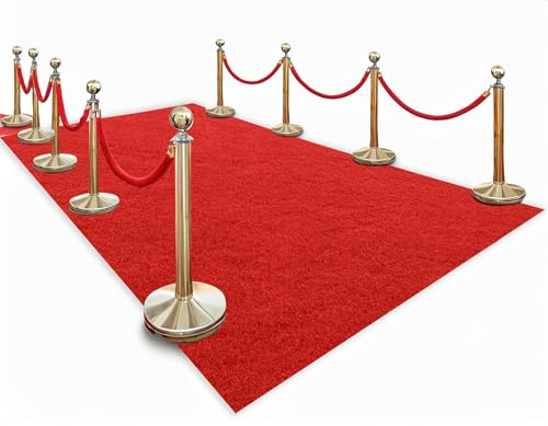 Thick Red Carpet Runner for Party,3 x 10ft Non-Slip Backing Aisle Runway Rug for Party,Occasions,Graduation,Wedding& Indoor Outdoor Special Events Decorations (Dark Red, 3×10Ft(Multi-Pile))