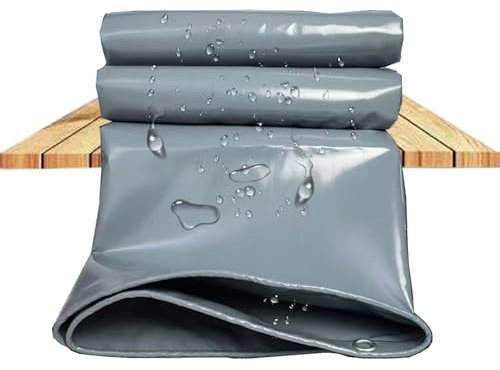 JXLQFA Telone Telo Occhiellato Impermeabile, 2x4 m 450g/m² Esterno Copertura Rinforzato Protezione Anti UV Antipioggia Multiuso Barca, Auto, Piscina, Giardino, Camping JXL11, Grigio