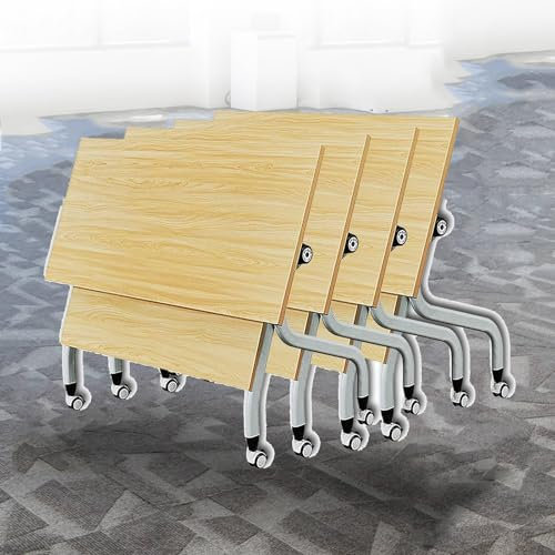 Modernes Konferenztisch-Set mit leisen Rädern, platzsparendes Design, Metallrahmen, ideal für Büro und Konferenzraum, mobiler Trainingsseminartisch, 4 Stück