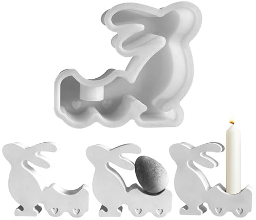 Silikonformen Gießformen Ostern, Silikonform Ostern, 3D Hase Silikonform Kerzenhalter Gießformen Silikon Ostern Gipsformen zum Gießen, Silikon Gießform Kerzenhalter für Osterdeko DIY Handwerk