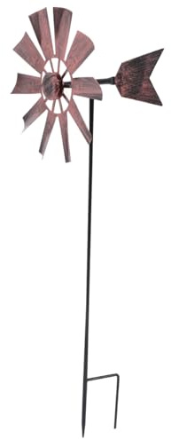 POPETPOP Metall Windmühle 28.74X9.45X9.06 Zoll Drehbare Gartendekoration Windmühlenornament Wetterfest Für Außenbereich Garten Windspiel