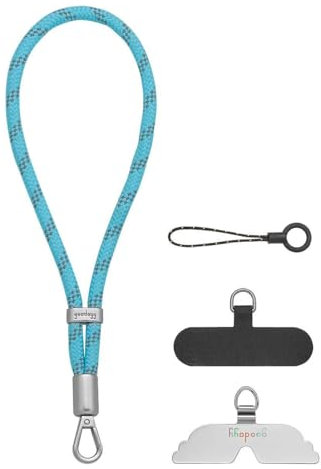GOODAYY Cordino per Cellulare da Collo Cordino da Polso, Regolabile Cinturino Sicuro con Clip in Metallo e Nylon, Accessorio Ideale per Sport e Attività All'aperto (Polso, Blu 3M)