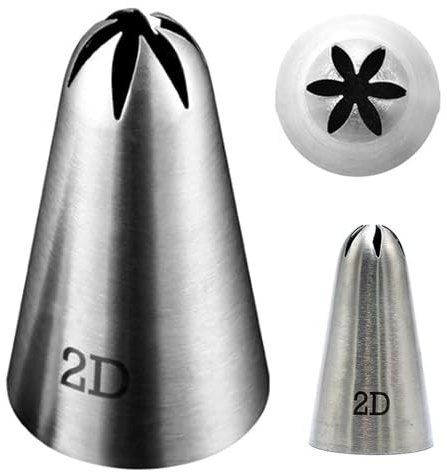 2pcs 2D Nozzle Large Drop Flower Piping Tip, Large Seamless Stainless Steel Icing Piping Nozzle Tip #2D