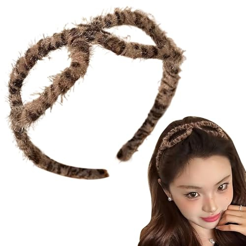Besreey Bandeau à imprimé léopard pour femmes, bandeau en peluche | Bande de maquillage en forme de lunettes - Heaves à imprimé léopard pour le lavage du visage, douche, accessoires de cheveux