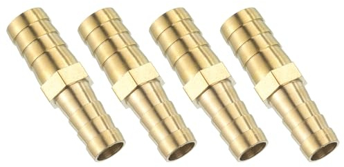 QUARKZMAN 12mmx10mm Schlauchverbinder Messing Doppelnippel Kupplung, 4 Stück Schlauchverbinder Benzinschlauch Schlaucharmaturen Gartenschlauch zum Verbinden von Wasserschläuchen