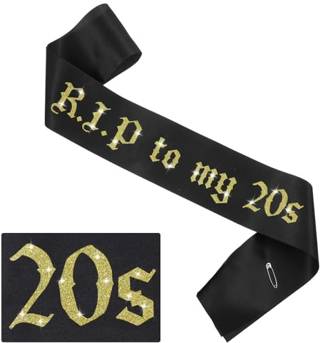 Ymapinc Décorations d'anniversaire RIP to My 20s pour 20e anniversaire, écharpe de sorcière R.I.P 20e Death to My 20s Goodbye bal, décoration de fête funéraire
