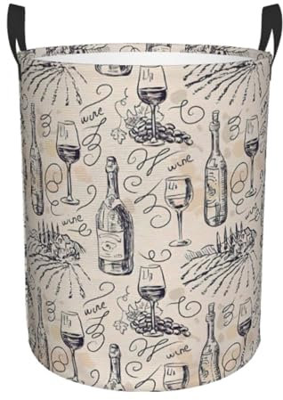 Wein- und Weinherstellung Weingut Weinkellerei Traubenfeld Kreis einlagiger schmutziger Wäschekorb - Kleideraufbewahrungseimer Haushalt Textilaufbewahrung