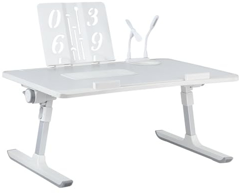 Table Portable pour Ordinateur,Table de lit Pliable en Bambou,Plateau Réglable pour Ordinateur Portable,avec Pieds Réglables et Plateau Inclinable,Support d'Ordinateur,Canapé Lit (60*40*26-39cm-Gris)