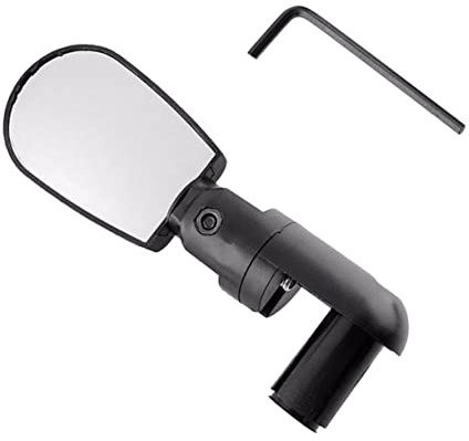 2 Stück Verstellbare Lenkerspiegel mit 360-grad Verstellung | Fahrrad und Motorrad, Schwarzer Kunststoff und Glas, mit Lenkerstecker