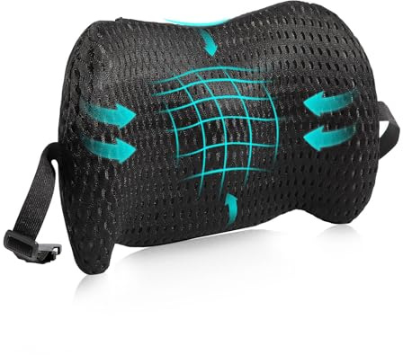 CharmBurst Coussin Lombaire, Coussin de Soutien Lombaire pour Chaise de Bureau et siège Auto, Coussin de Soutien Dorsal en Mousse à mémoire avec Sangle réglable, Ergonomique