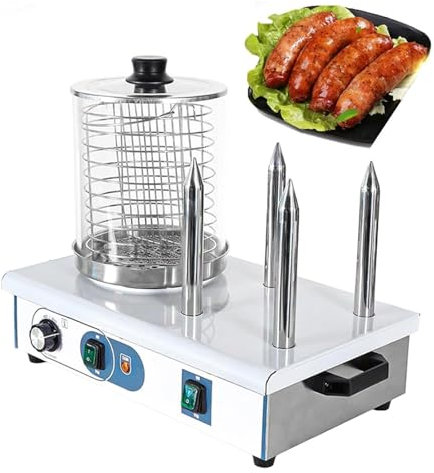 Pink Beryl Máquina Comercial de Perritos Calientes, Parrilla de Acero Inoxidable y Vapor, Temperatura ajust50-200 °C, Estilo Moderno, 1200W, 20 Perritos Calientes a la Vez