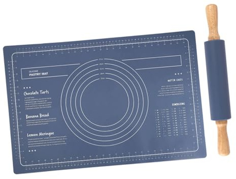CIYODO Alfombrilla de Silicona Antiadherente para Amasar y Hornear con Rodillo Base Antideslizante para y Repostería para Cocina y Panadería