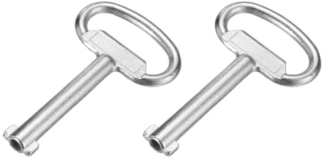 sourcing map Socket Spanner Key, 0.55 (14mm) Hole Zinc Alloy Universal Utility Spanner Keys 3.43 Length for Electrical Cabinet Water Meter Box Panel Lock (Silver, Pack of 2)