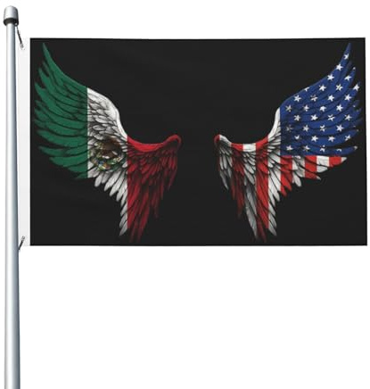 Bandera de México y Estados Unidos de lujo y duradera de 90 x 150 cm