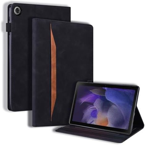 LMFULM® Hülle für Samsung Galaxy Tab A11 / SM-X130/X133/X135 (8,7 Zoll) PU Lederhülle Smart Case mit Ständer Schutzhülle Flip Cover Brieftasche Stil Schwarz