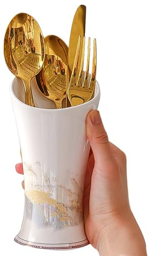 Mihauuke Porta Utensilios de Cerámica, Porta Espátulas Cerámico Grande (15 cm), Organizador de Cocina para Hogar Restaurante y Exteriores