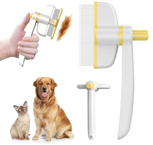 Pet hair comb, cat and dog flea comb, stainless steel long,short teeth