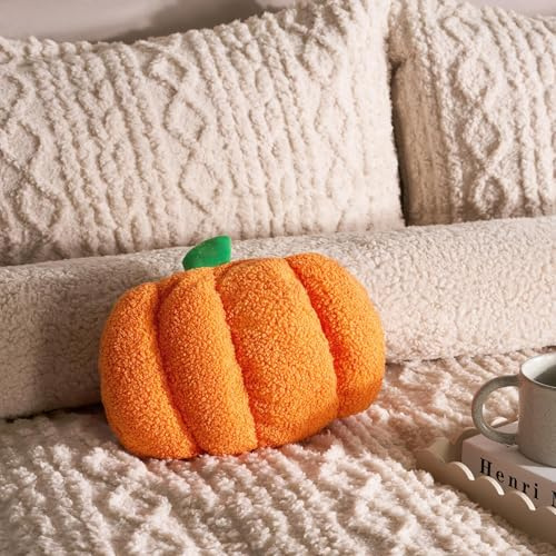 OHS Halloween Hot Water Bottle with Soft Boucle Pumpkin Cover, 2L Leakproof Large Rubber Hot Water Bottle for Neck Shoulder Pain Relief & Hand Feet Warmer for Adults Kids, Orange