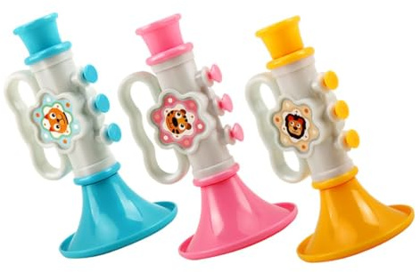Levemolo 3 Stück Teiliges Trompeten aus Kunststoff Authentische Instrumentenklänge Fördert Feinmotorik und Hand Auge koordination Buntes Musikspielzeug für Kleinkinder Sichere Lernhilfe