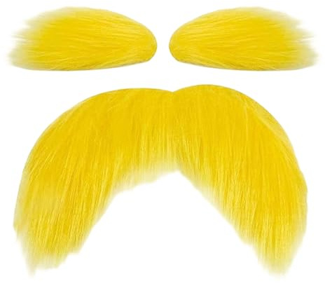Bigote Amarillo Divertidos Suministros Autoadhesivos Amarillos para | Disfraz De Bigote Navideño para de Halloween, Eventos de Vacaciones, Viajes de Otoño, Personajes y Actuaciones
