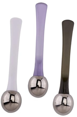 Zerodeko Palo de Masaje para Ojos de Aleación de Zinc 3piezas Forma de Cuchara para Crema Facial, Compacto y Portátil para Mejorar la Circulación y Cuidado del Contorno