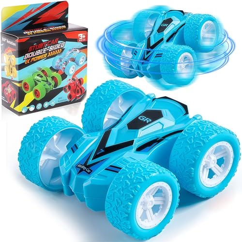 EduPlayte Monster Truck Spielzeugauto, 360 Grad Rotierende Trägheit Fahrzeug Spielzeugautos, Spielzeug Geschenk für Kinder Jungen Mädchen ab 3 4 5 6 7 8 9 10 Jahren (Blau) 2 Stück