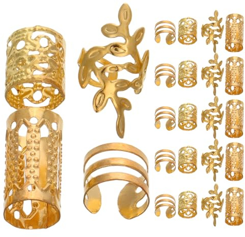 Toyvian Haarschmuck mit Selbstgemacht Design 40 Stück Vielseitig Einsetzbar aus Legierung Goldene Haarringe und Clips für Dreadlocks für Partys und Bühnenauftritte