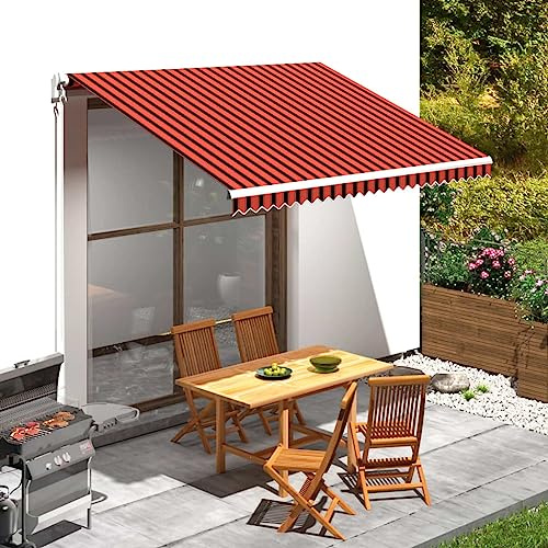 Sonnensegel Manuelle Gelenkarmmarkise,Markisenbespannung Canvas Orange & Braun 350x250 cm,Für Terrasse Balkon Outdoor,Montage Erforderlich