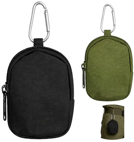 2 pièces Porte-Monnaie zippé, Mini Portefeuille Compact en matériau Robuste, Petite Pochette à clés pour Quotidien et Outdoor, Rangement Pratique pour pièces, clés et Accessoires