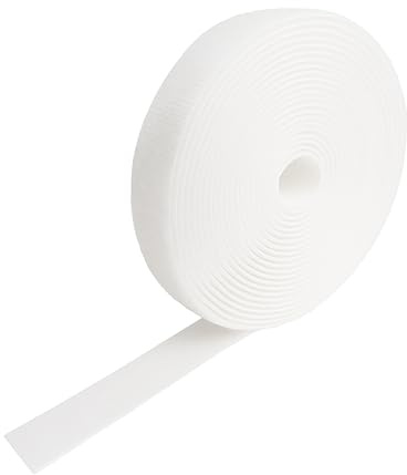 VELCRO® Brand ONE-WRAP® Back-to-Back Tape Roll, Reusable Self-Gripping Strap for Cable Management & Bundling, Cut-to-Length Hook and Loop Wrap, 10mm or 16mm Width, Black/White (White, 10MMX5M)