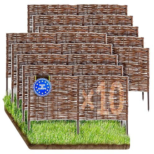Wicker Garden Naturel Lot de 10 bordures en osier pour Jardin 120 x 30 cm - Clôture Osier pour fleurs, pelouse, allées et légumes - Délimitation Extérieur - Plusieurs Tailles