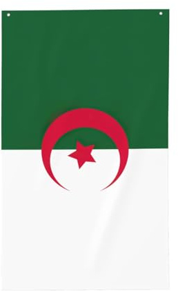 Drapeau de l'Algérie imprimé 1,5 x 0,9 m, drapeau décoratif unilatéral pour la journée nationale de la culture en plein air